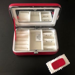 NWOT Red Danier Leather Mini Travel Jewelry Box